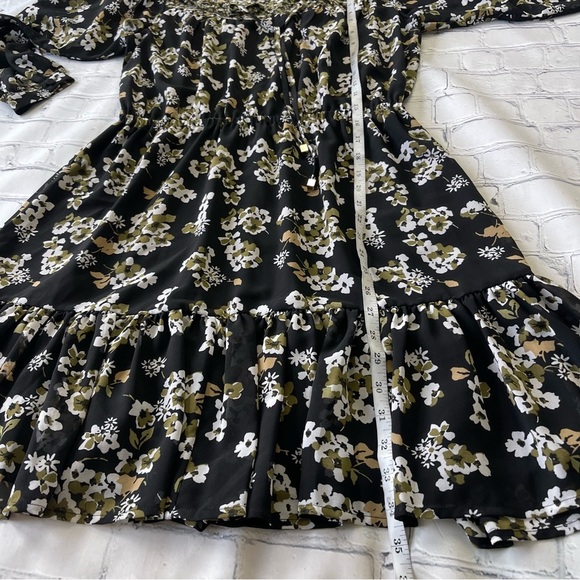 MICHAEL Michael Kors black green long sleeve mini dress fit & flare size M - Picture 8 of 14